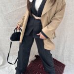 ترنچ کت اوورسایز یقه برگردان کمربنددار زارا استایلZARA
