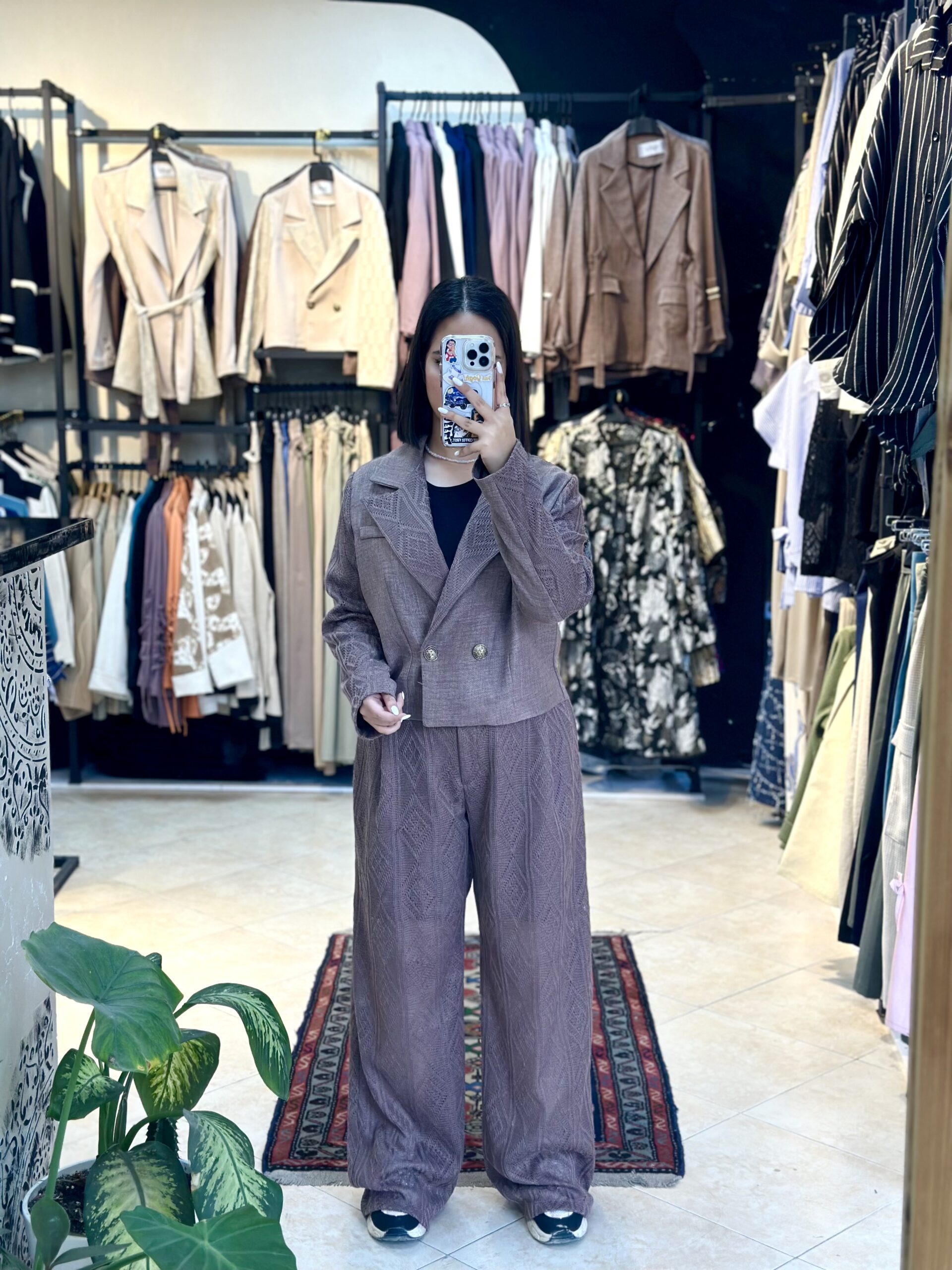 کت و شلوار لینن زنانه طرحدار لارامس - Image 2