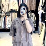ست شومیز و شلوار لینن راه‌راه زنانه