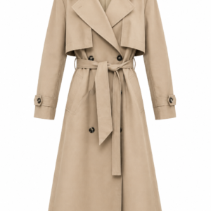 ترنچکت بلند زنانه – کمربنددار بژ کلاسیک (Long Beige Trench Coat)