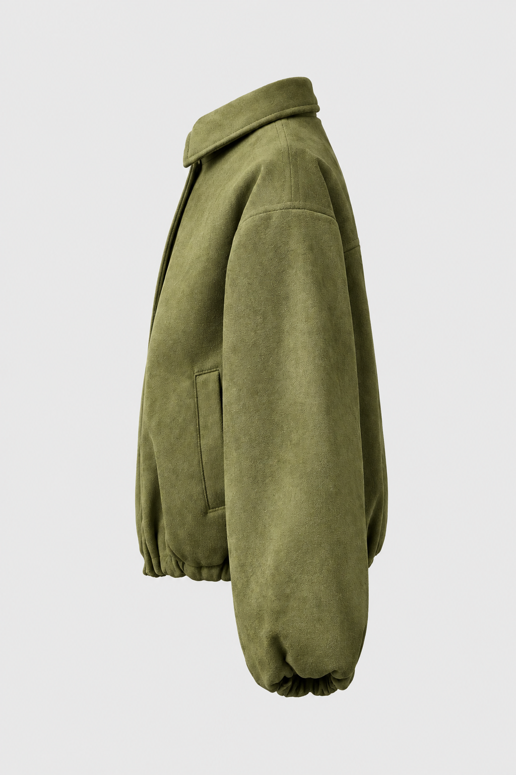 ژاکت بامبر دخترانه طرح جیر (Suede-Look) – رنگ سبز زیتونی - Image 2