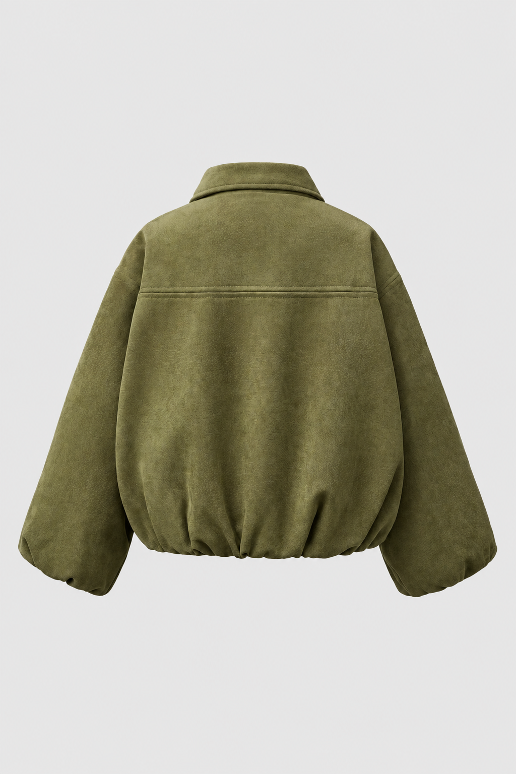 ژاکت بامبر دخترانه طرح جیر (Suede-Look) – رنگ سبز زیتونی - Image 3