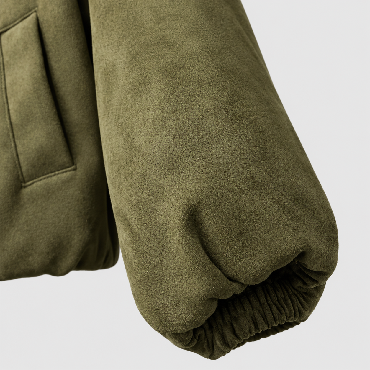 ژاکت بامبر دخترانه طرح جیر (Suede-Look) – رنگ سبز زیتونی - Image 6