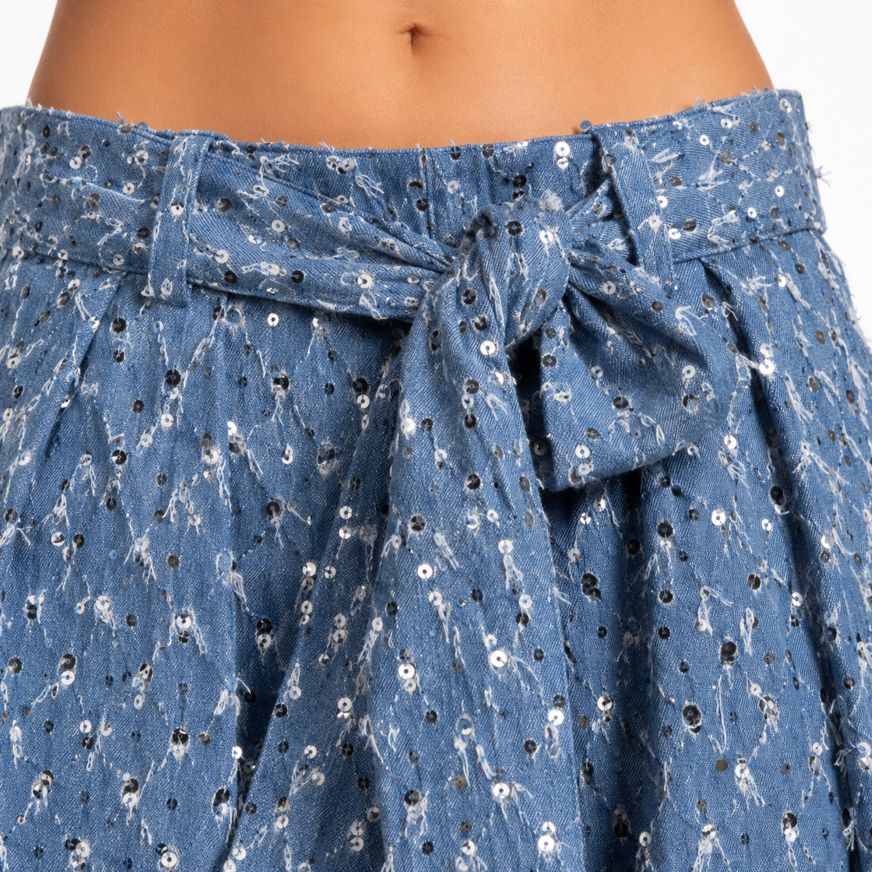 شلوار جین وایدلگ پولکدوزی مجلسی مدل Shining Denim زنانه - Image 6