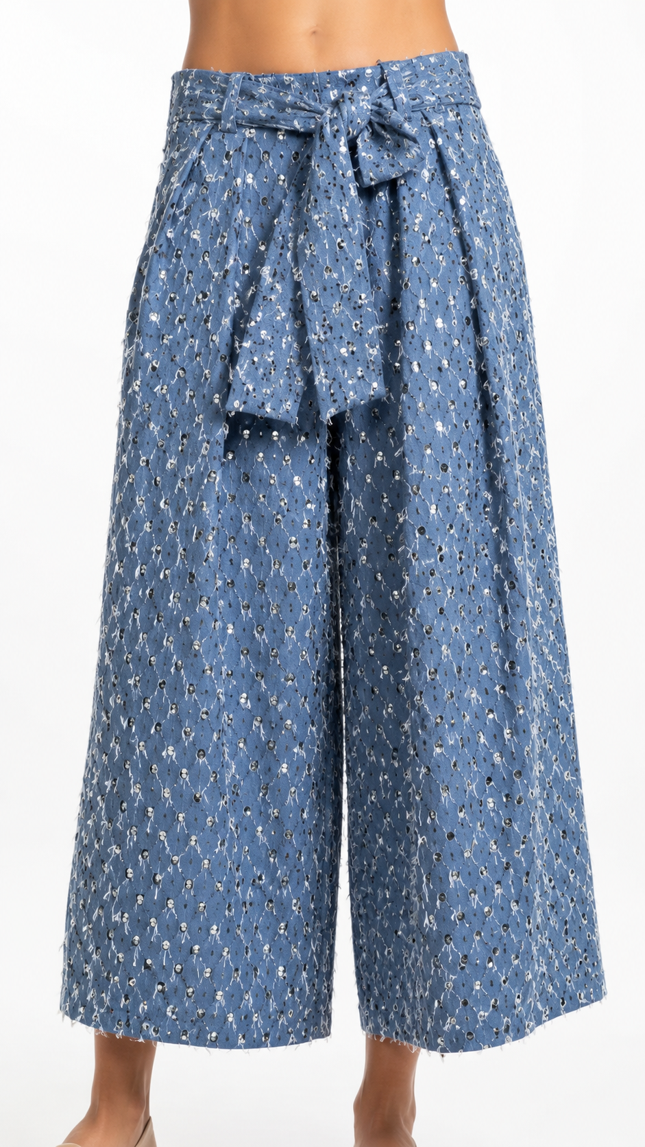 شلوار جین وایدلگ پولکدوزی مجلسی مدل Shining Denim زنانه - Image 3