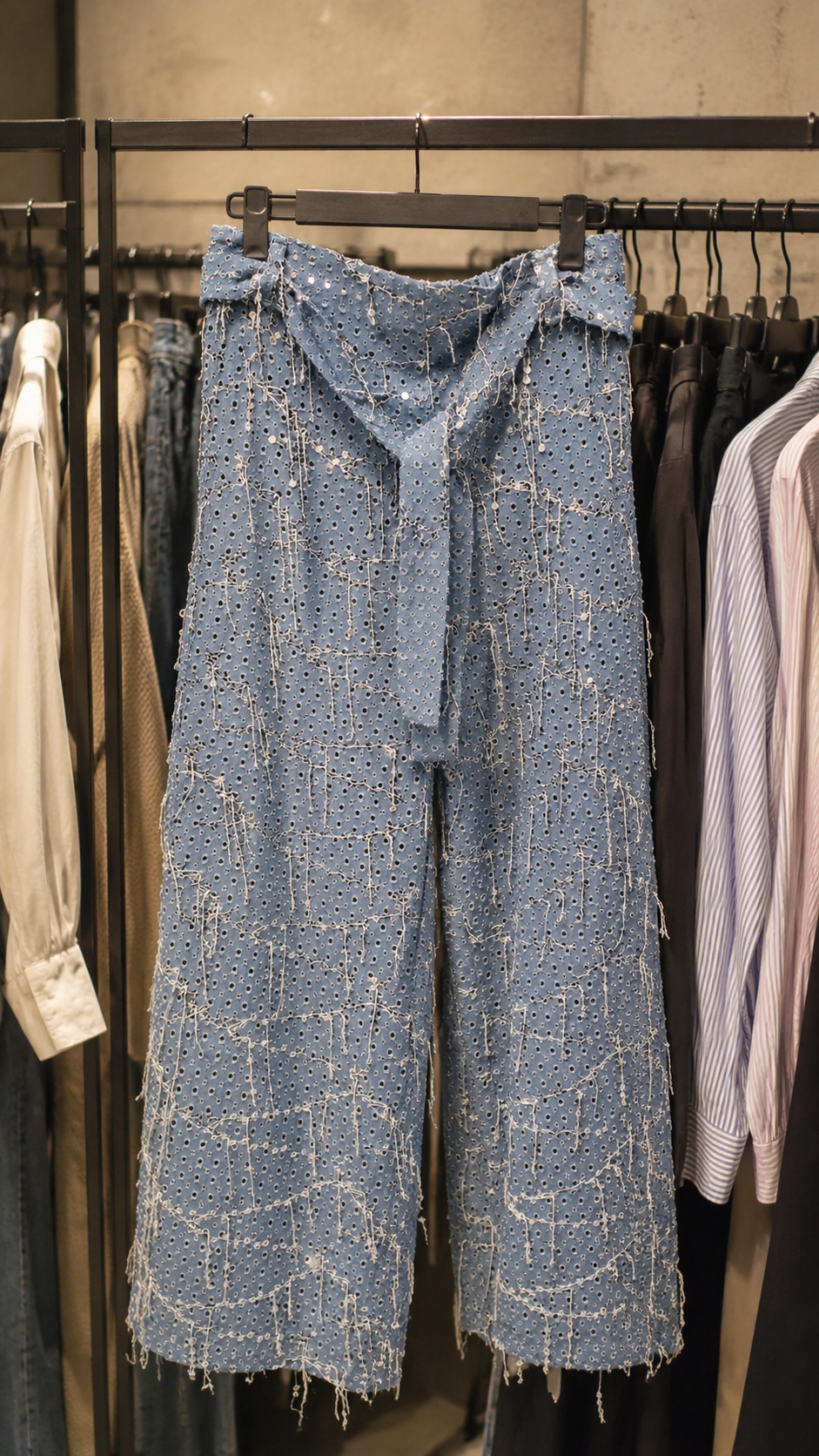 شلوار جین وایدلگ پولکدوزی مجلسی مدل Shining Denim زنانه - Image 2